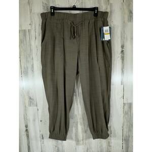 Democracy Jogger Pants Size 3X Olive Moss Green Pull On Elastic‎ Waist Pockets